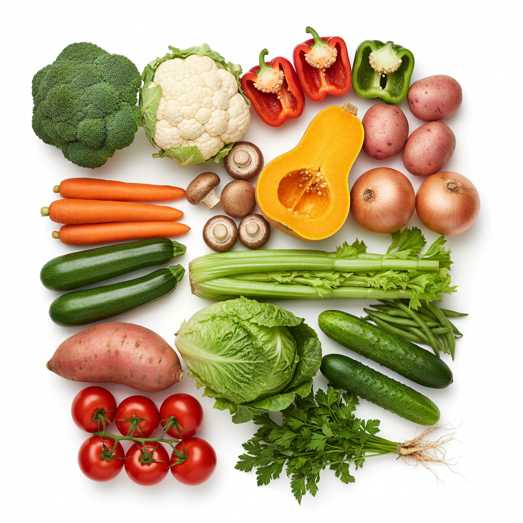Medium Veg Box by Freshly Local - fresh vegetables flat lay
