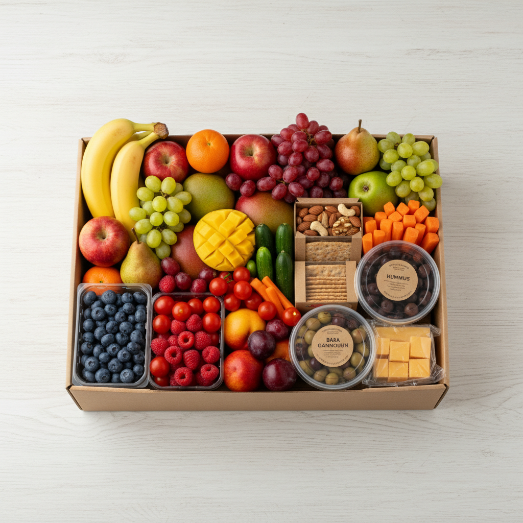 Suggested arrangement of a Medium Office Box — actual contents may vary by season
