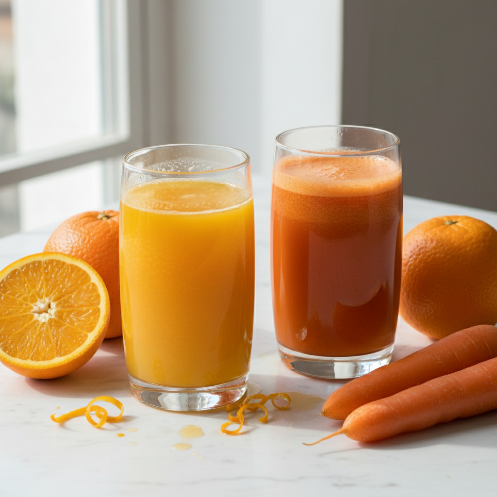 Freshly squeezed orange juice and carrot juice - Freshly Local