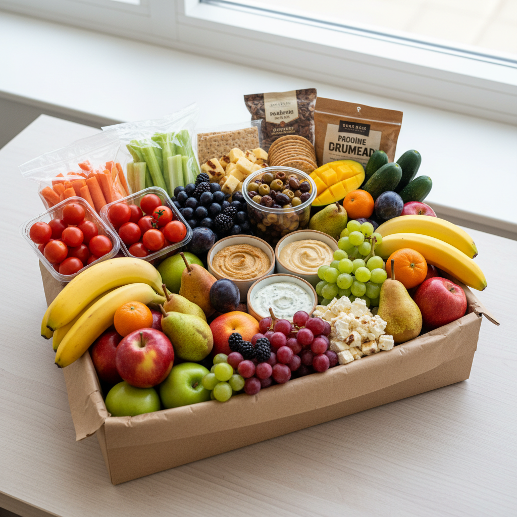 Suggested arrangement of a Large Office Box — actual contents may vary by season